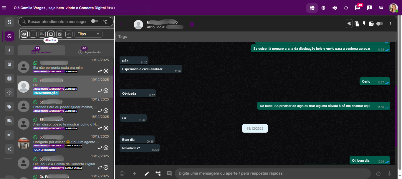 Times de vendas e atendimento usando o Nexus CRM